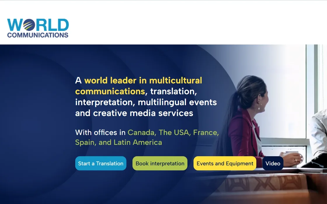 Sitio web de World Communications diseñado por Bluemetrica